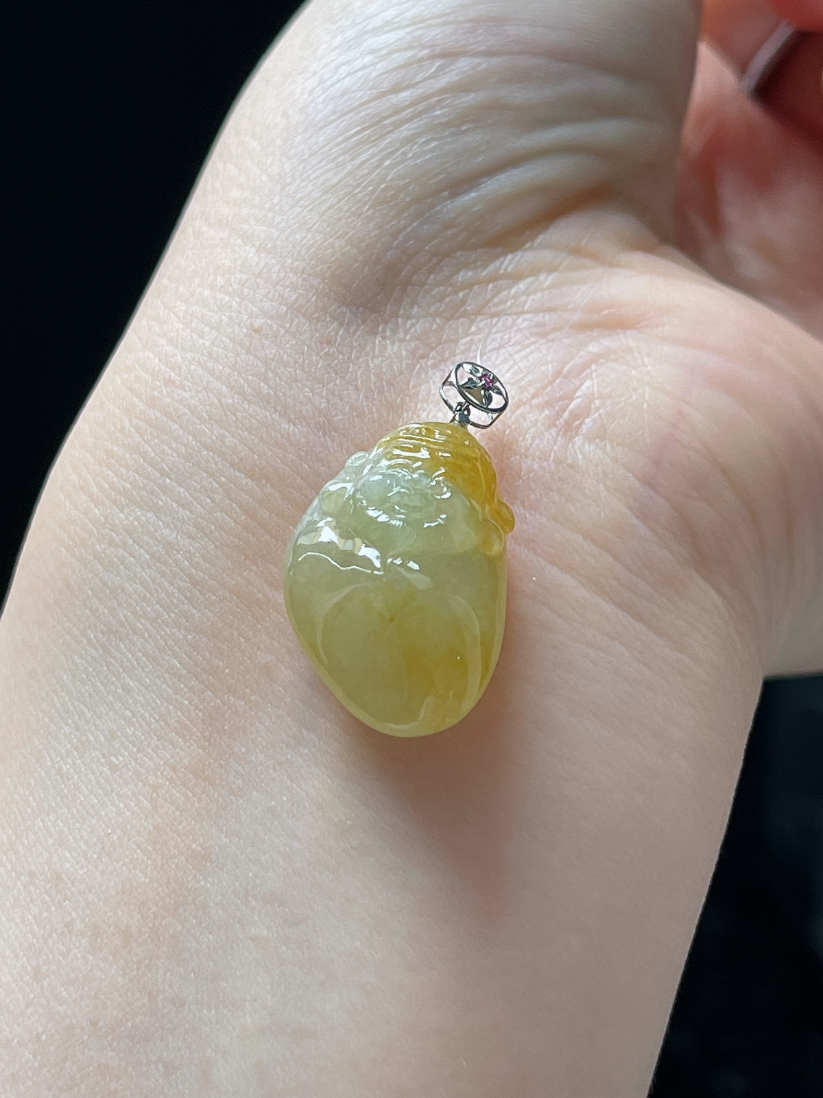 18k金翡翠冰糯种黄财神挂件