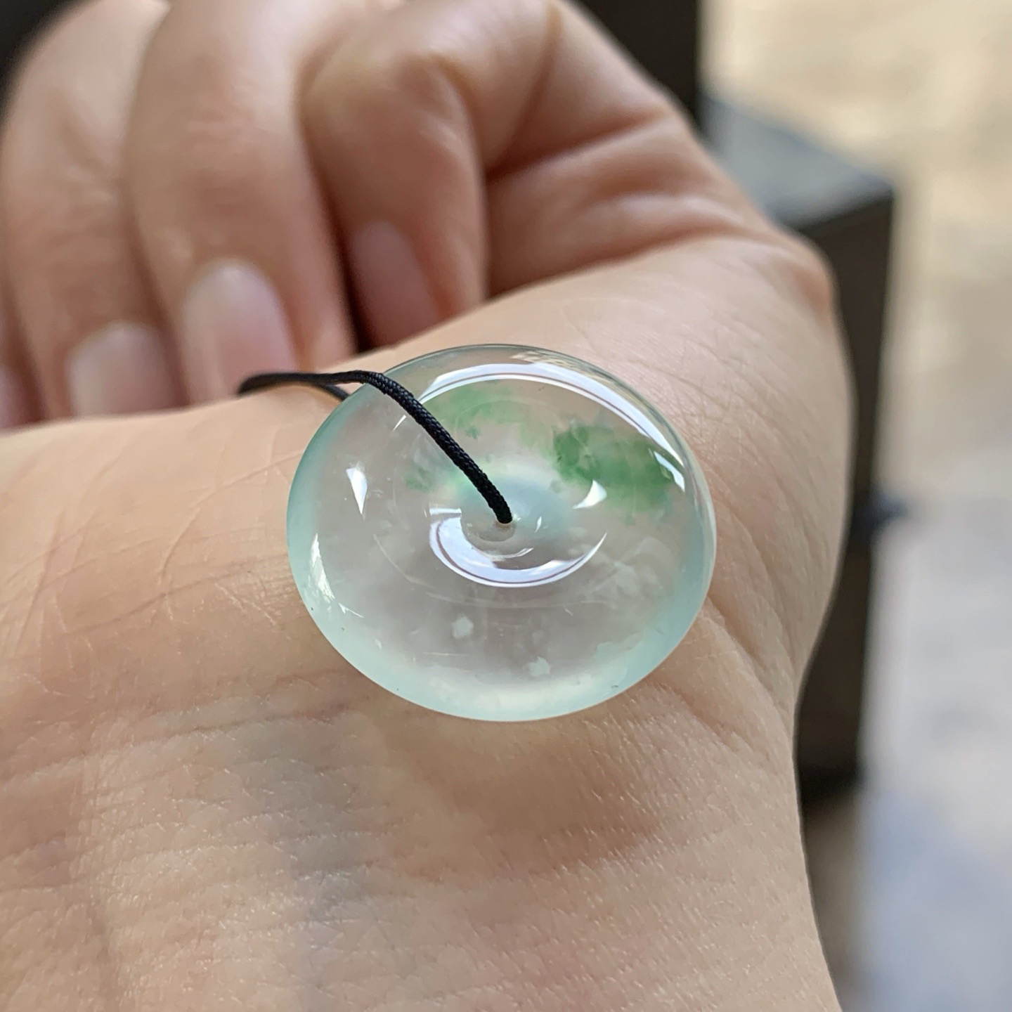 冰飘绿平安扣^_^冰透 尺寸19.6