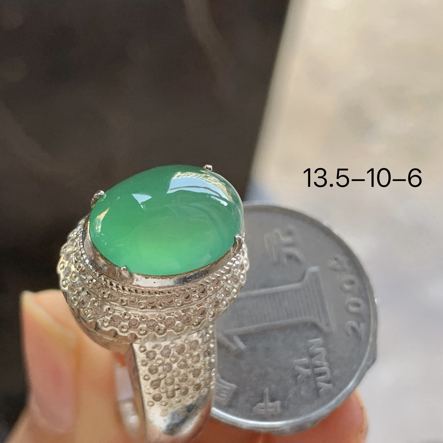 冰种戒面^_^透亮饱满  铜托