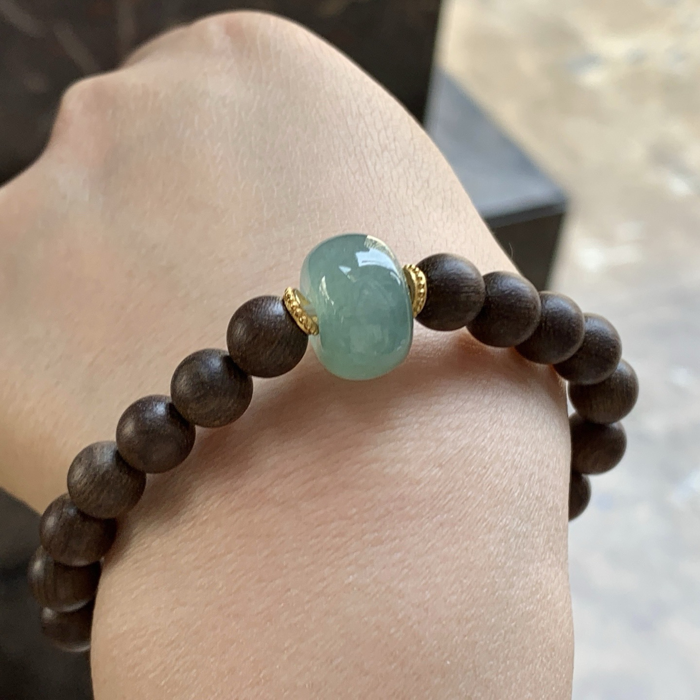 冰蓝路路通手串^_^鲜艳 起光