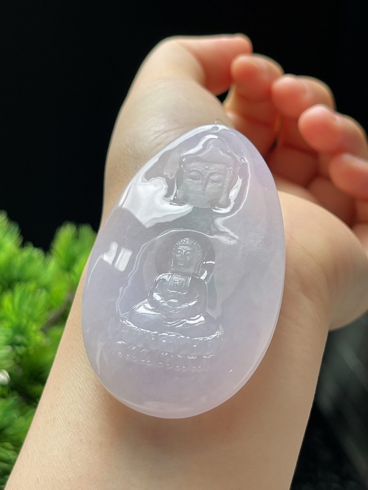 翡翠冰糯种淡紫色吊坠