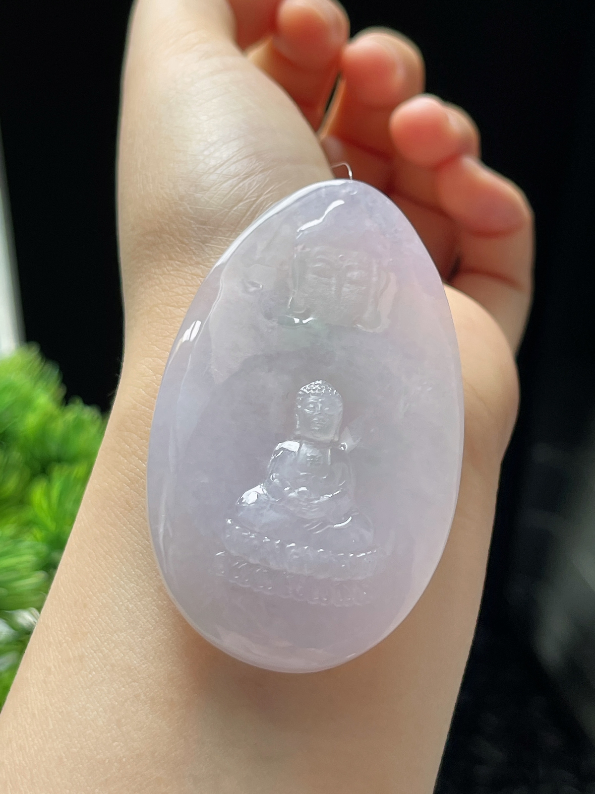 翡翠冰糯种淡紫色吊坠