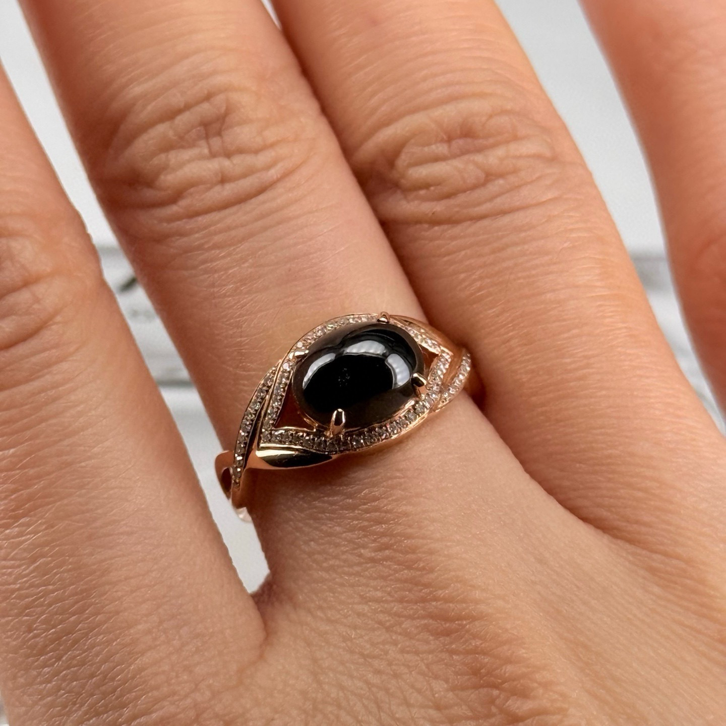 精品18k墨翠女戒 种好色正 黑度极好 打灯通透 油性十足 尺寸9