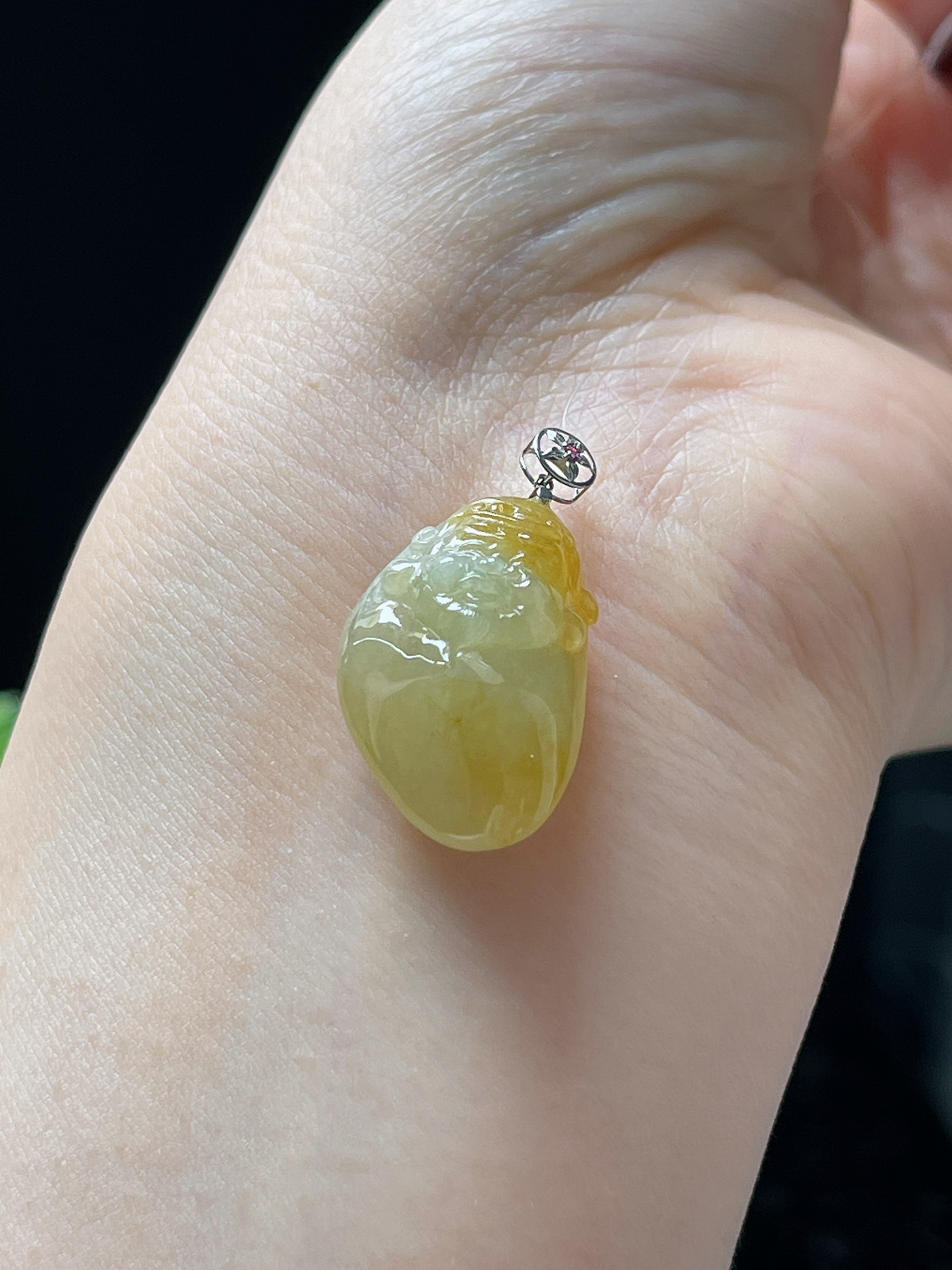 18k金翡翠冰糯种黄财神挂件