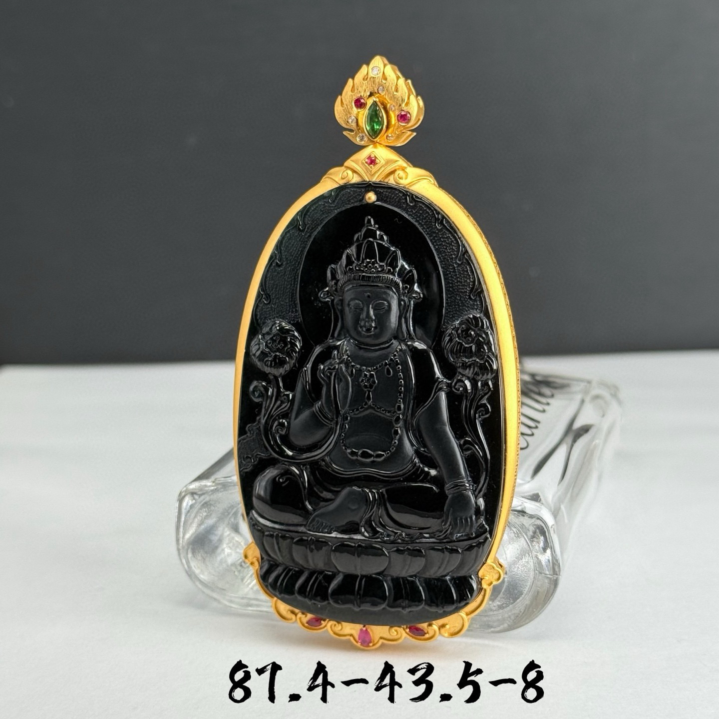 精品豪镶墨翠度母 种好色正 黑度极好 打灯通透 油性十足 尺寸87.4