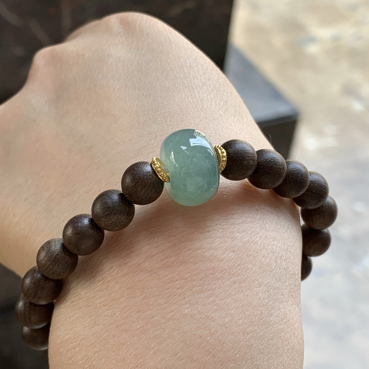 冰蓝路路通手串^_^鲜艳 起光