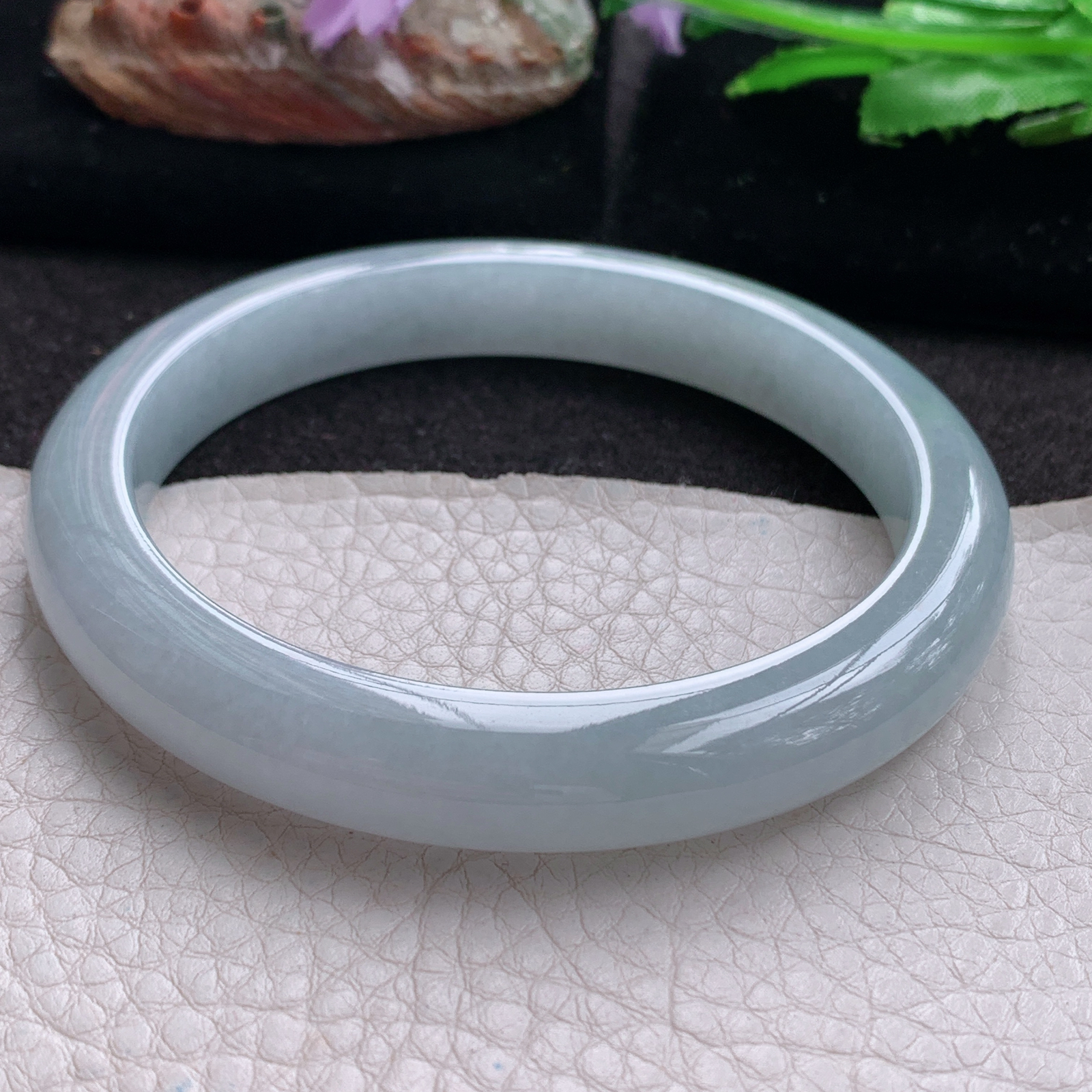 js大圈口62.5*10.3*8.6平安镯 天然翡翠a货手镯冰润纯美正圈玉镯子