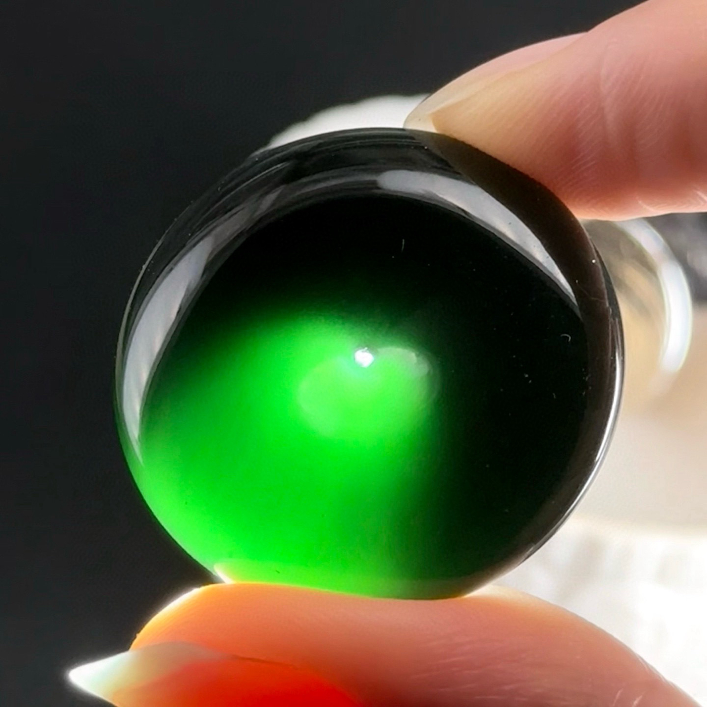 裸石平安扣 种好色正 黑度极好 打灯通透 油性十足 尺寸31.5