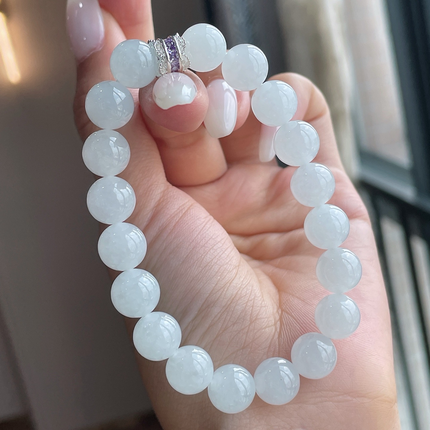 🧊仅一条，白月光手串
尺寸：10/19颗