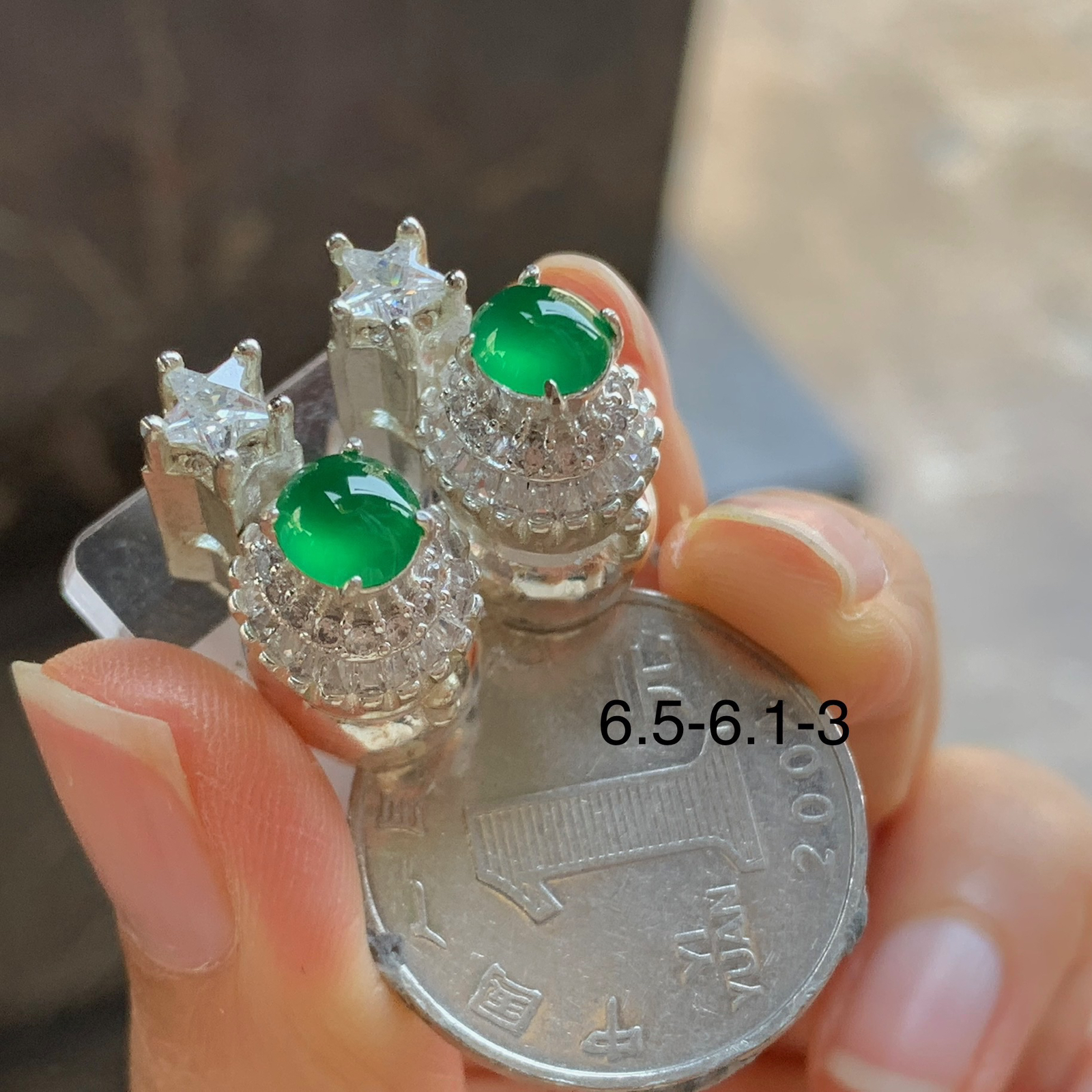 冰绿戒面^_^透亮 铜托