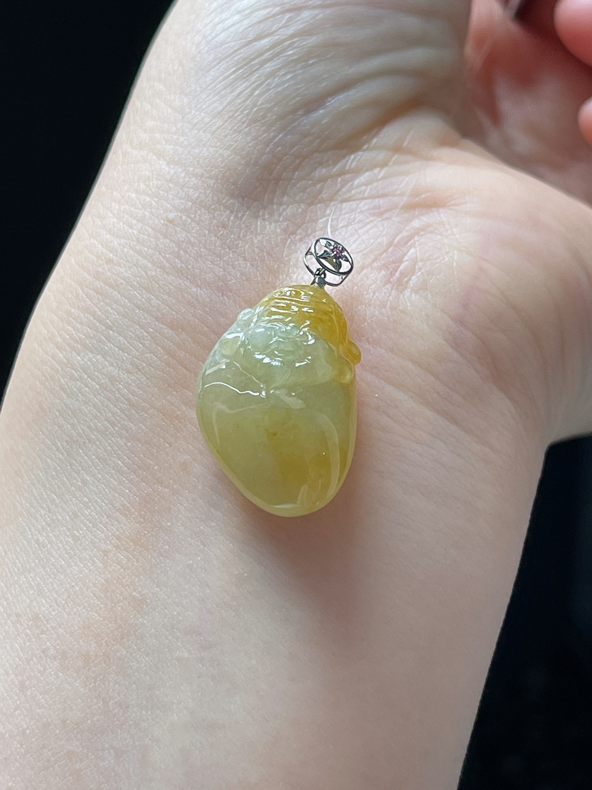 18k金翡翠冰糯种黄财神挂件