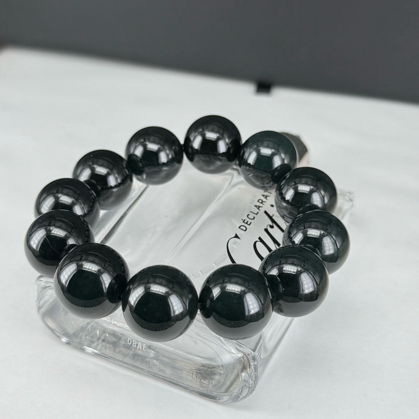 精品墨翠大尺寸手串 种好色正 黑度够 打灯通透 性价比超高 尺寸17