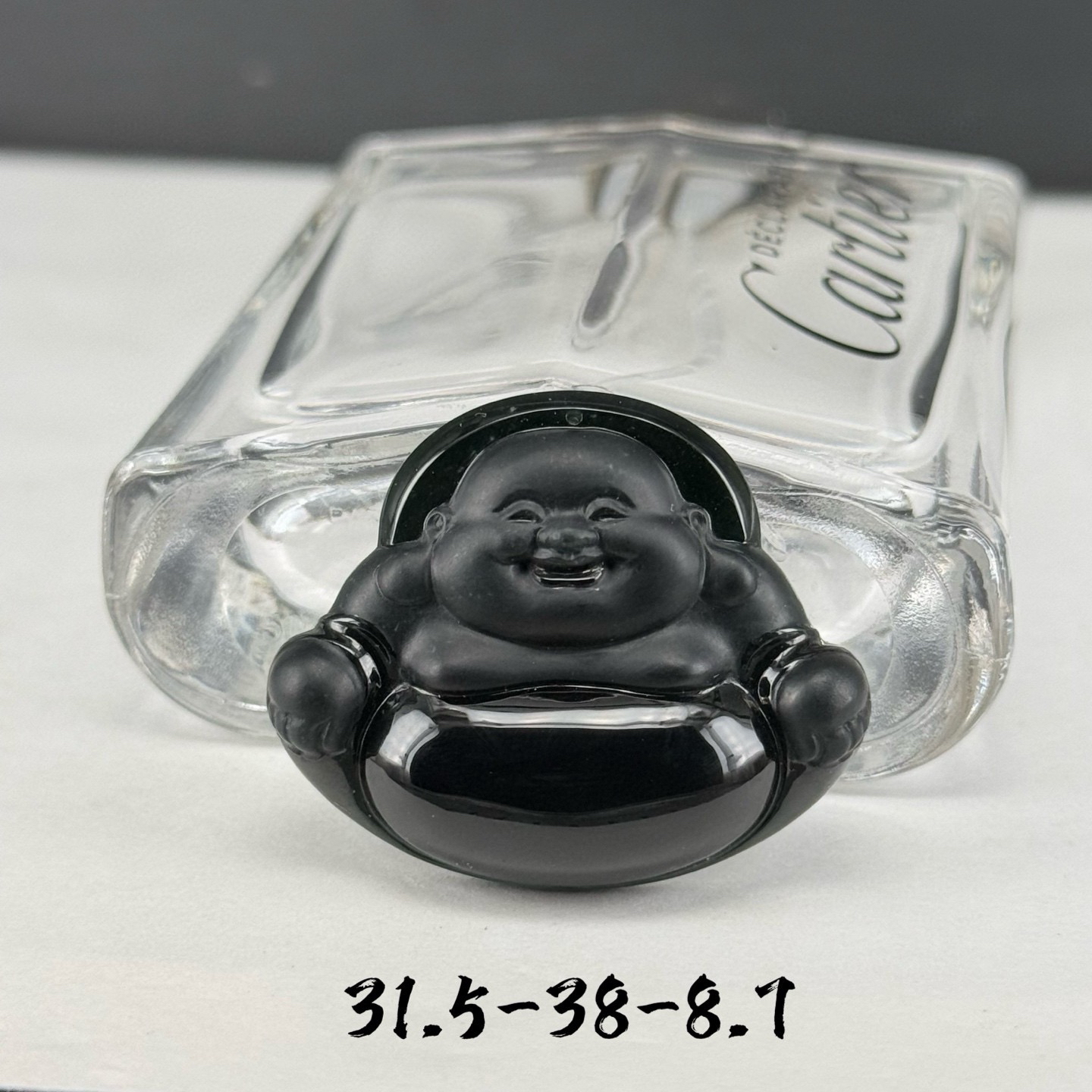 精品墨翠大肚佛裸石 种好色正 黑度极好 打灯通透 油性十足 尺寸31.5