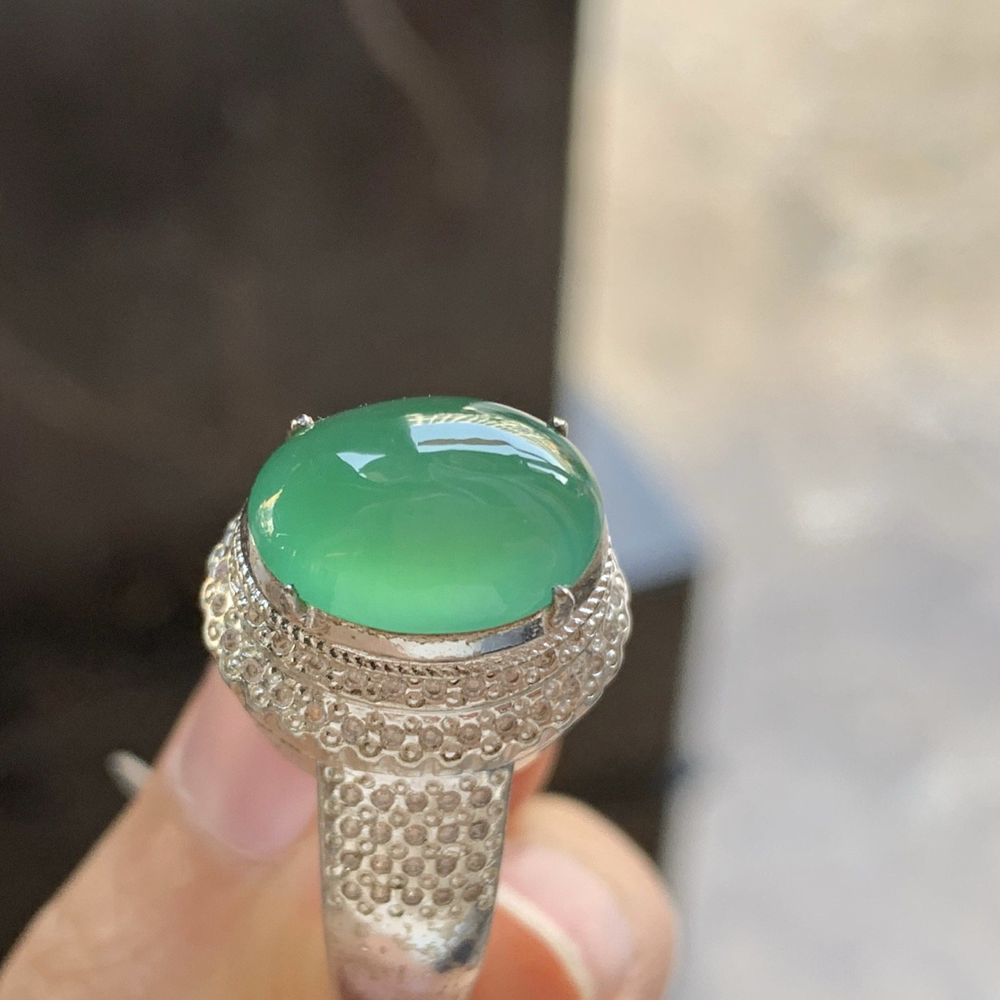 冰种戒面^_^透亮饱满  铜托