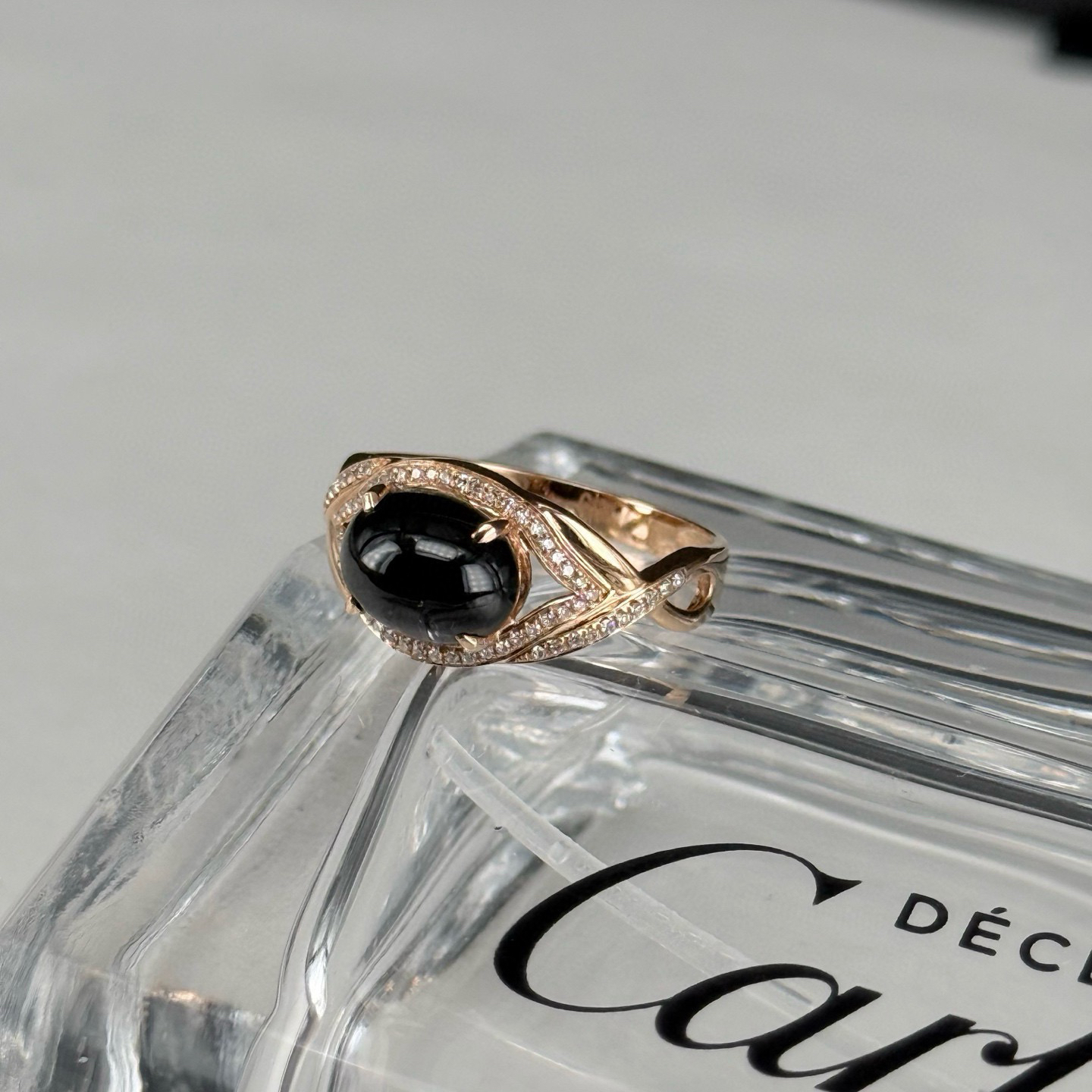 精品18k墨翠女戒 种好色正 黑度极好 打灯通透 油性十足 尺寸9