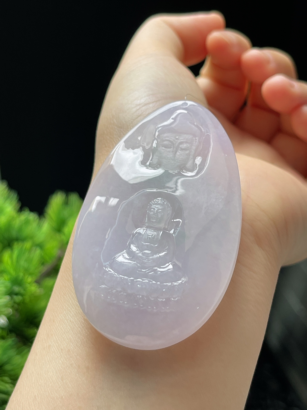 翡翠冰糯种淡紫色吊坠