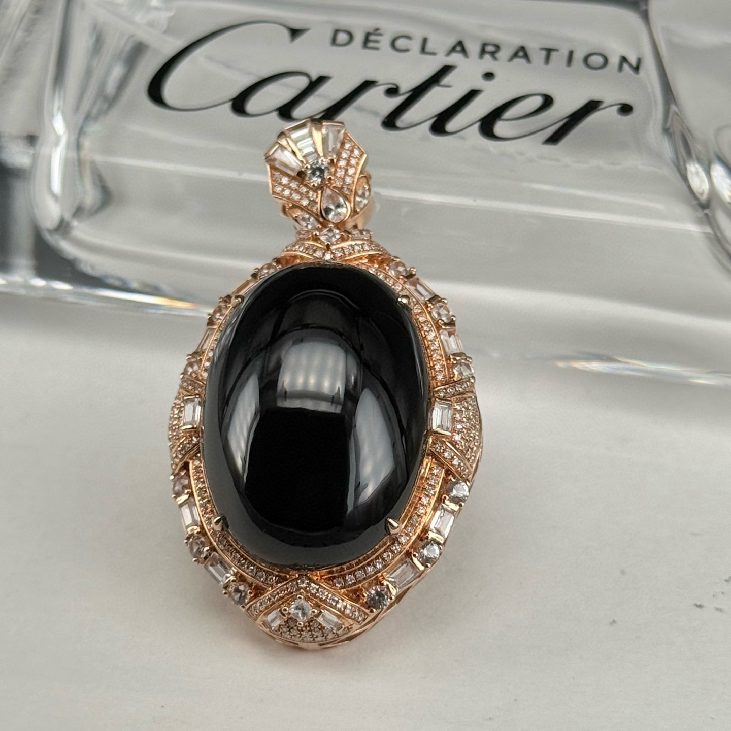 精品18k墨翠蛋面吊坠 种好色正 黑度极好 油性十足 尺寸45.2