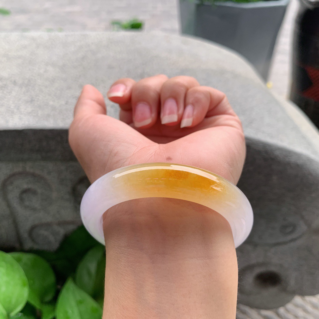 小圈口53.3-12.3-9.1 【冰黄翡正圈手镯】正圈53 54可戴