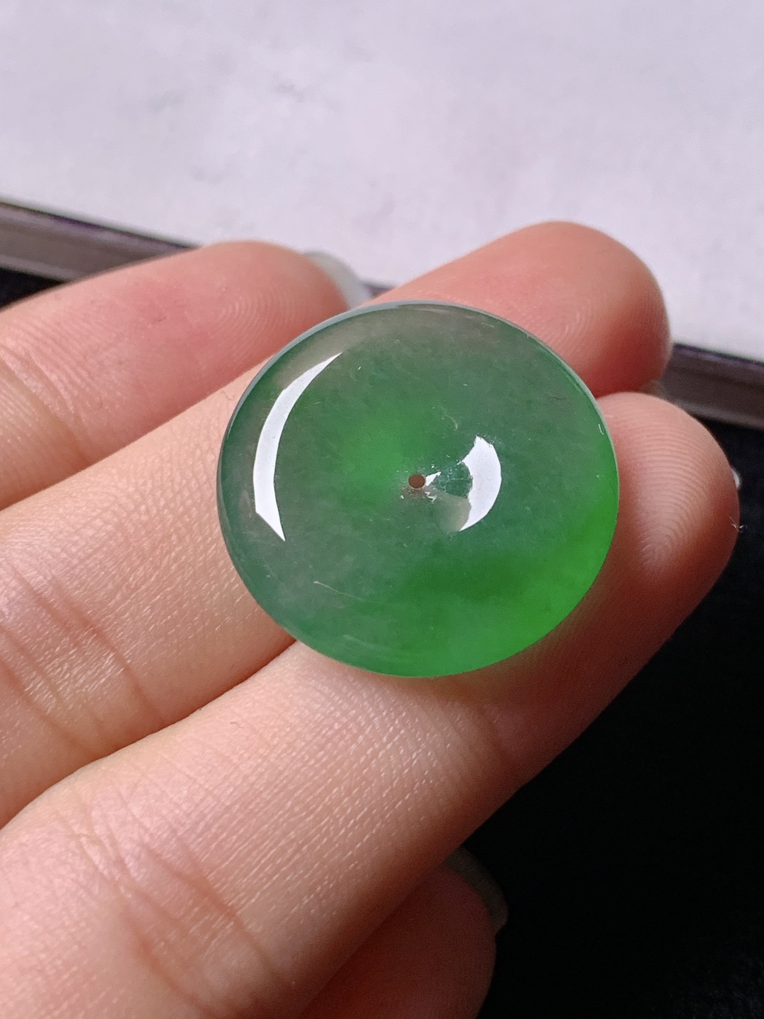 冰绿平安扣，色泽浓艳，0413尺寸20.6*4.5