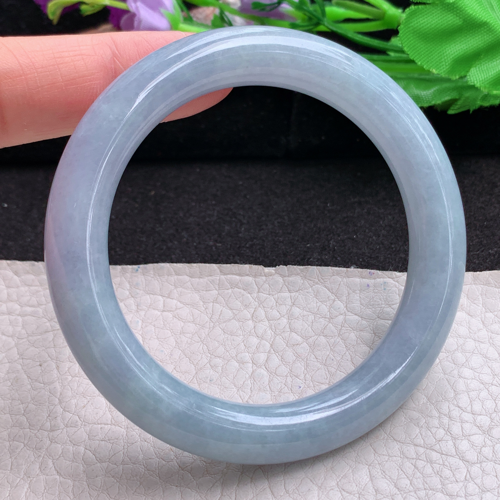 hy实拍55.5*10.4*10美人镯 天然缅甸翡翠a货手镯紫罗兰圆条正圈玉镯子