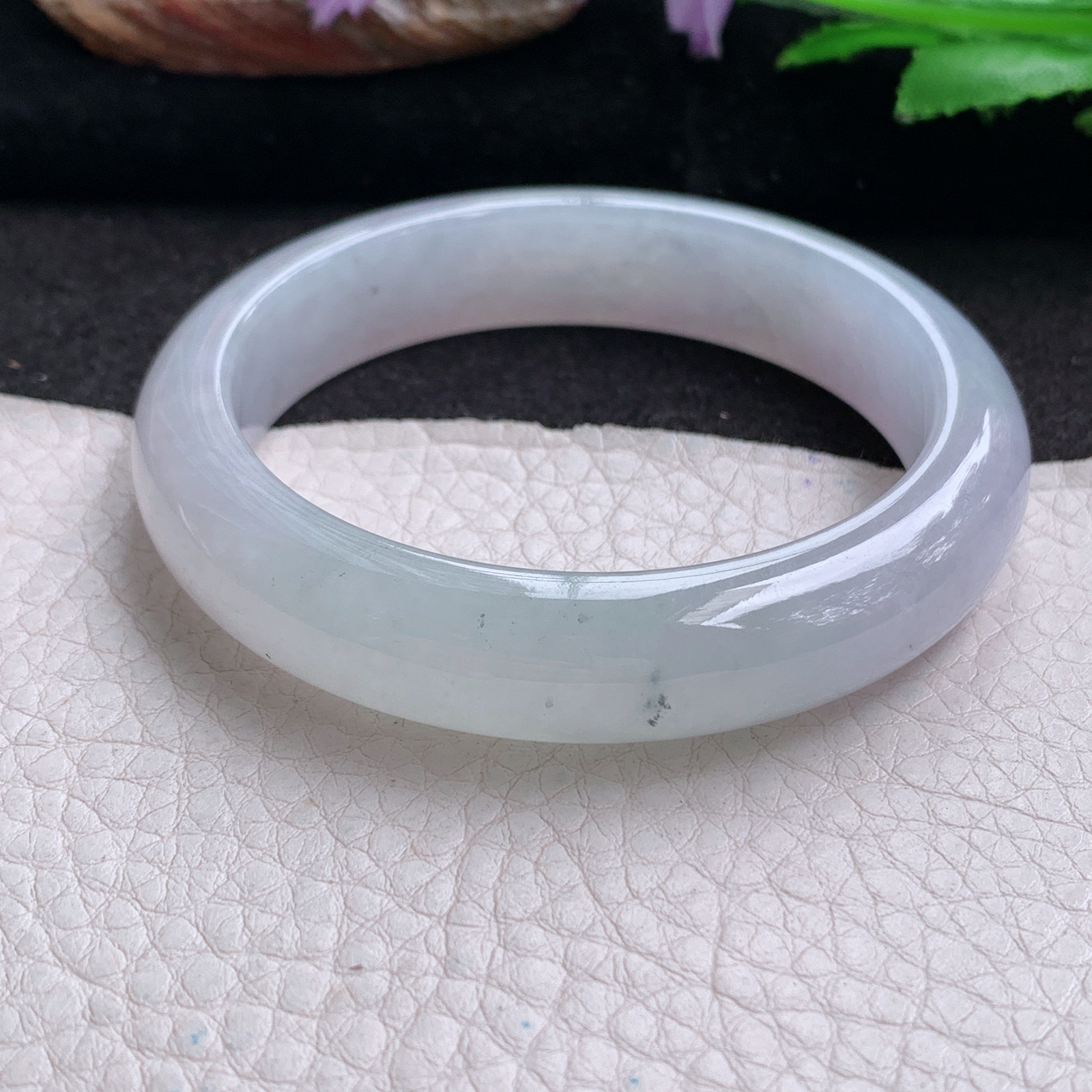 cc小圈口53.6*12*8平安镯 天然翡翠a货手镯淡冰紫正圈玉镯子