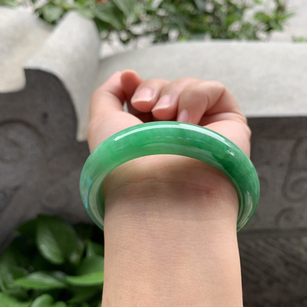 小圈口 52.6-12-8.1【满绿正圈手镯】正圈52 53可戴