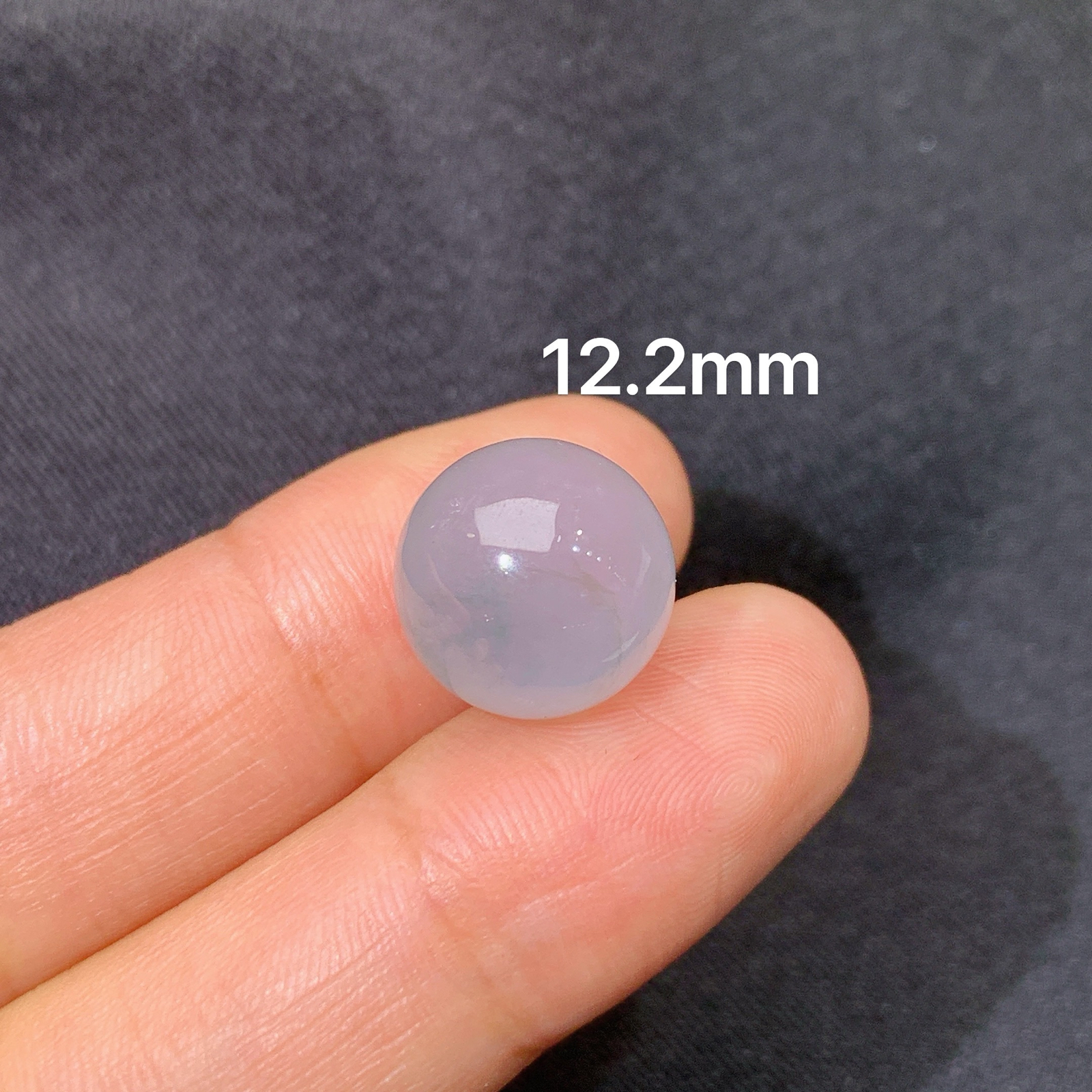 冰淡紫罗兰圆珠，镶嵌佳品，冰润细腻，种水足，Be 直径12.2