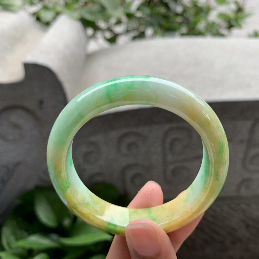 小圈口51.6-12.6-8 【黄加绿正圈手镯】正圈51 52可戴