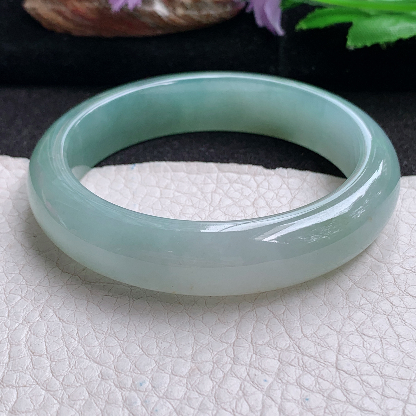 p实拍57*13.6*8.5平安镯 天然缅甸翡翠a货手镯冰晴正圈玉镯子