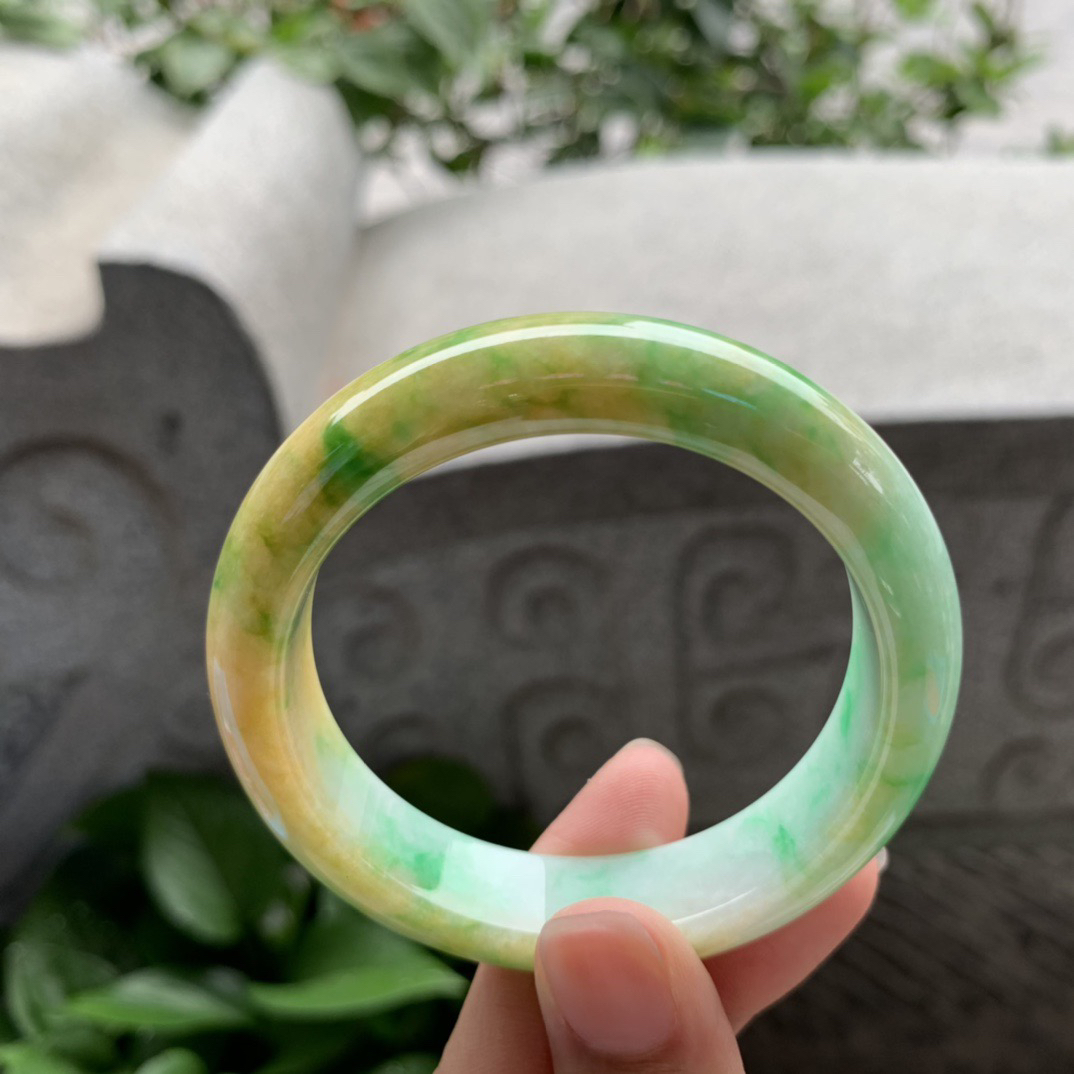 小圈口51.6-12.6-8 【黄加绿正圈手镯】正圈51 52可戴