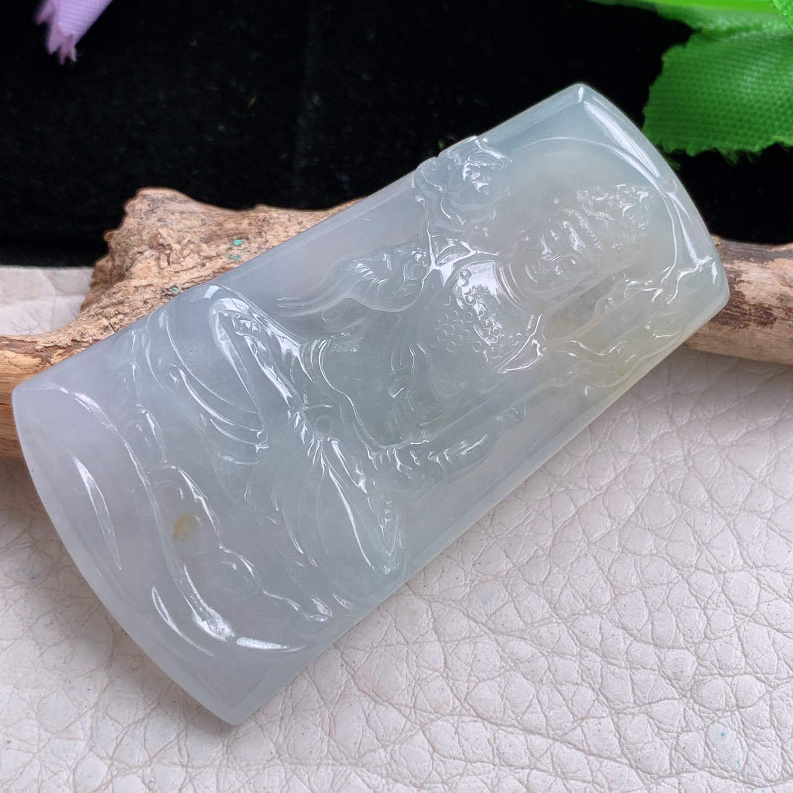 lz实拍53.8*30*5.2天然缅甸翡翠立体生肖守护神 虚空藏玉吊坠 玉挂件