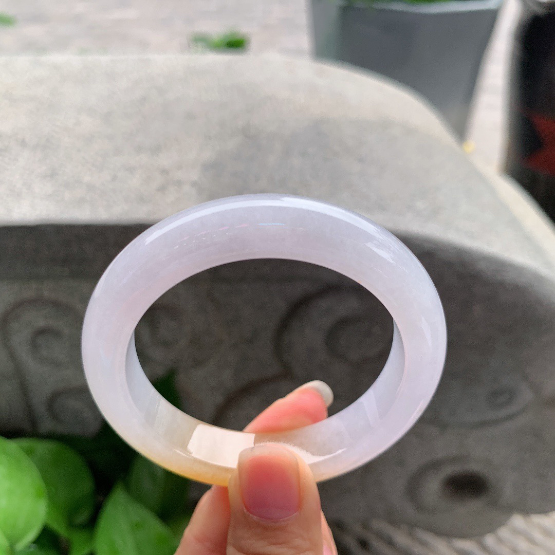 小圈口53.3-12.3-9.1 【冰黄翡正圈手镯】正圈53 54可戴