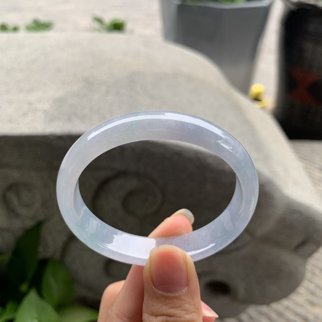 小圈口 52.8-46.3-12.3-6.1【冰紫飘绿贵妃手镯】贵妃52 53可戴