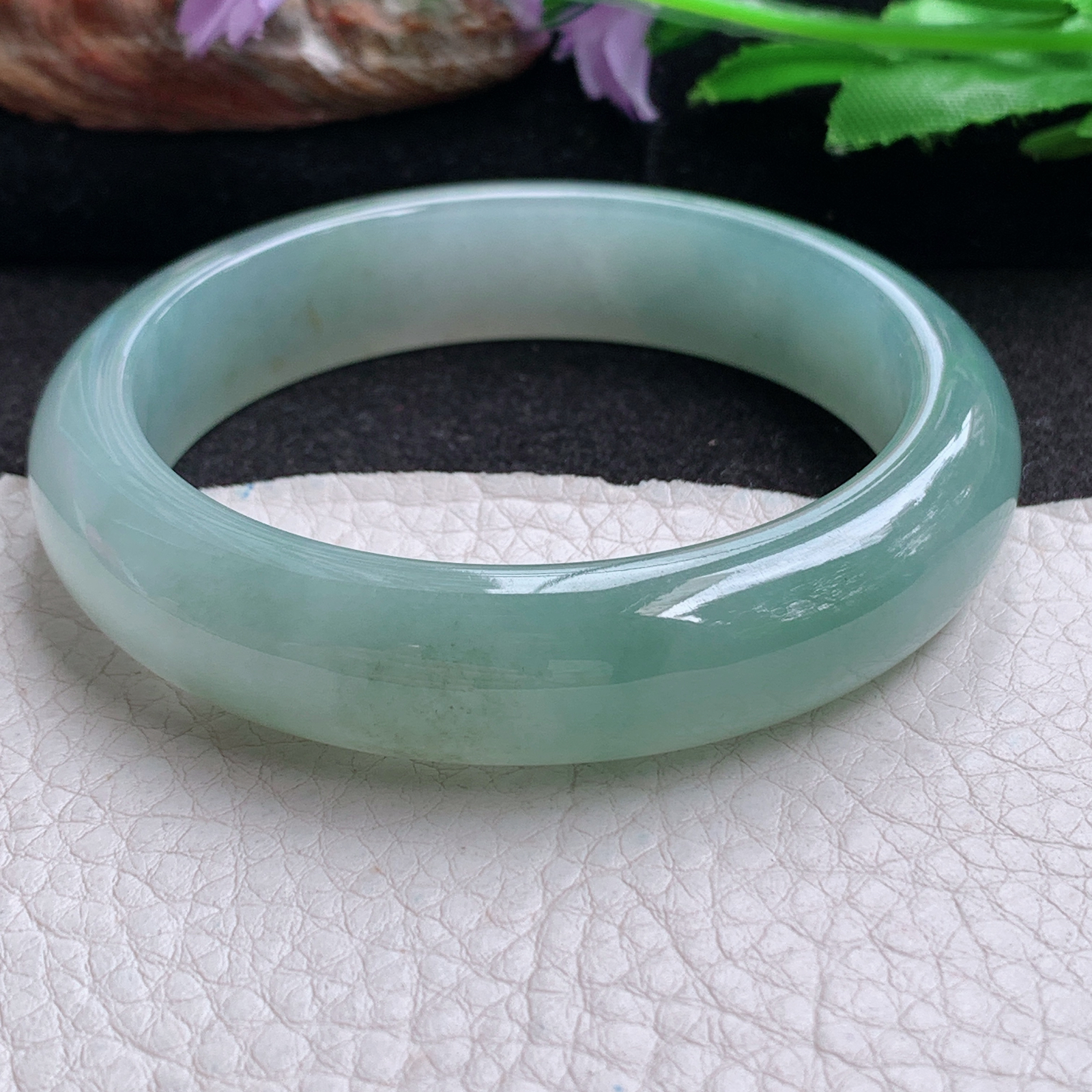 p实拍57*13.6*8.5平安镯 天然缅甸翡翠a货手镯冰晴正圈玉镯子