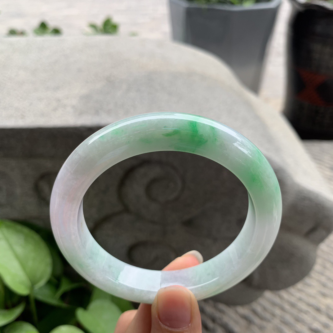 大圈口60.4-12.3-10 【飘绿正圈手镯】正圈60 61可戴