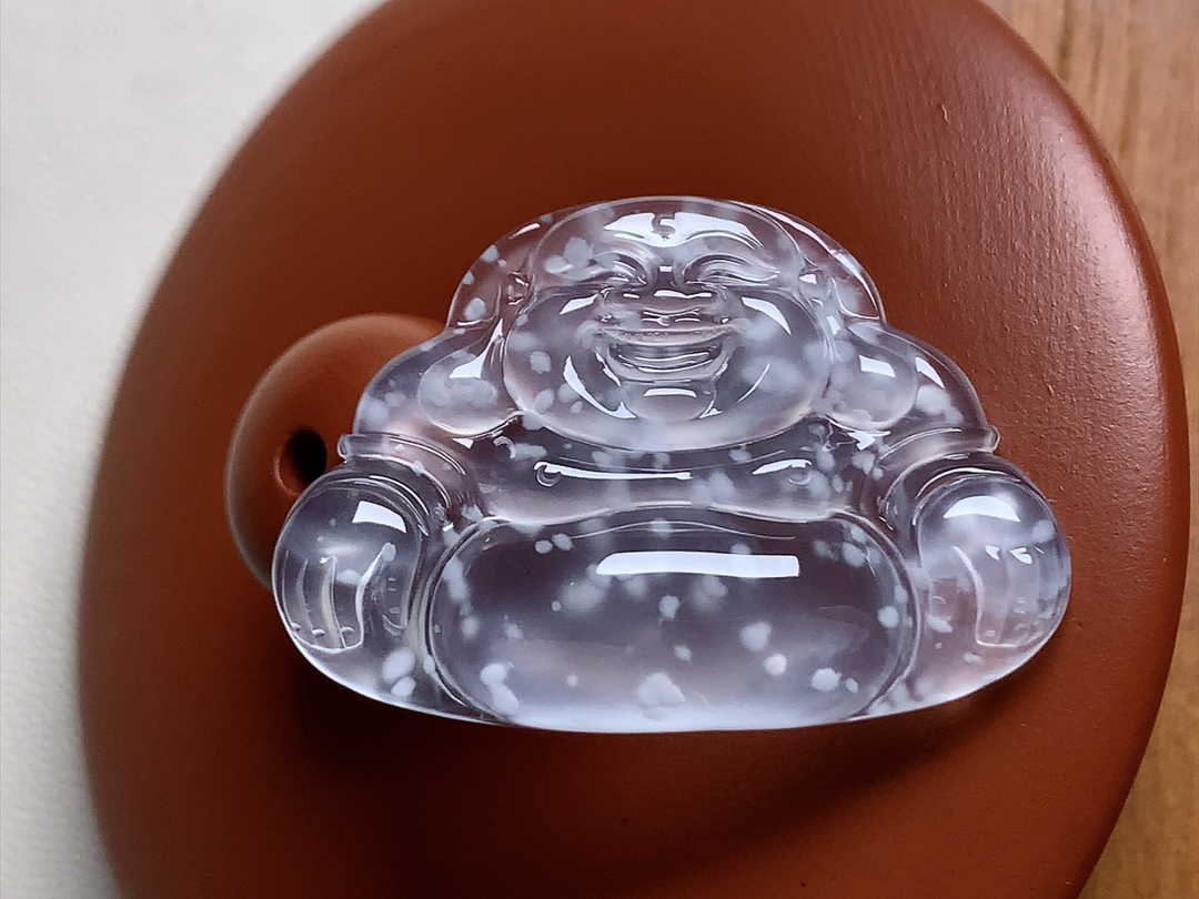 玻璃种木那佛公 白皙透亮，品质，行家货无裂尺寸28.4*19.6*4