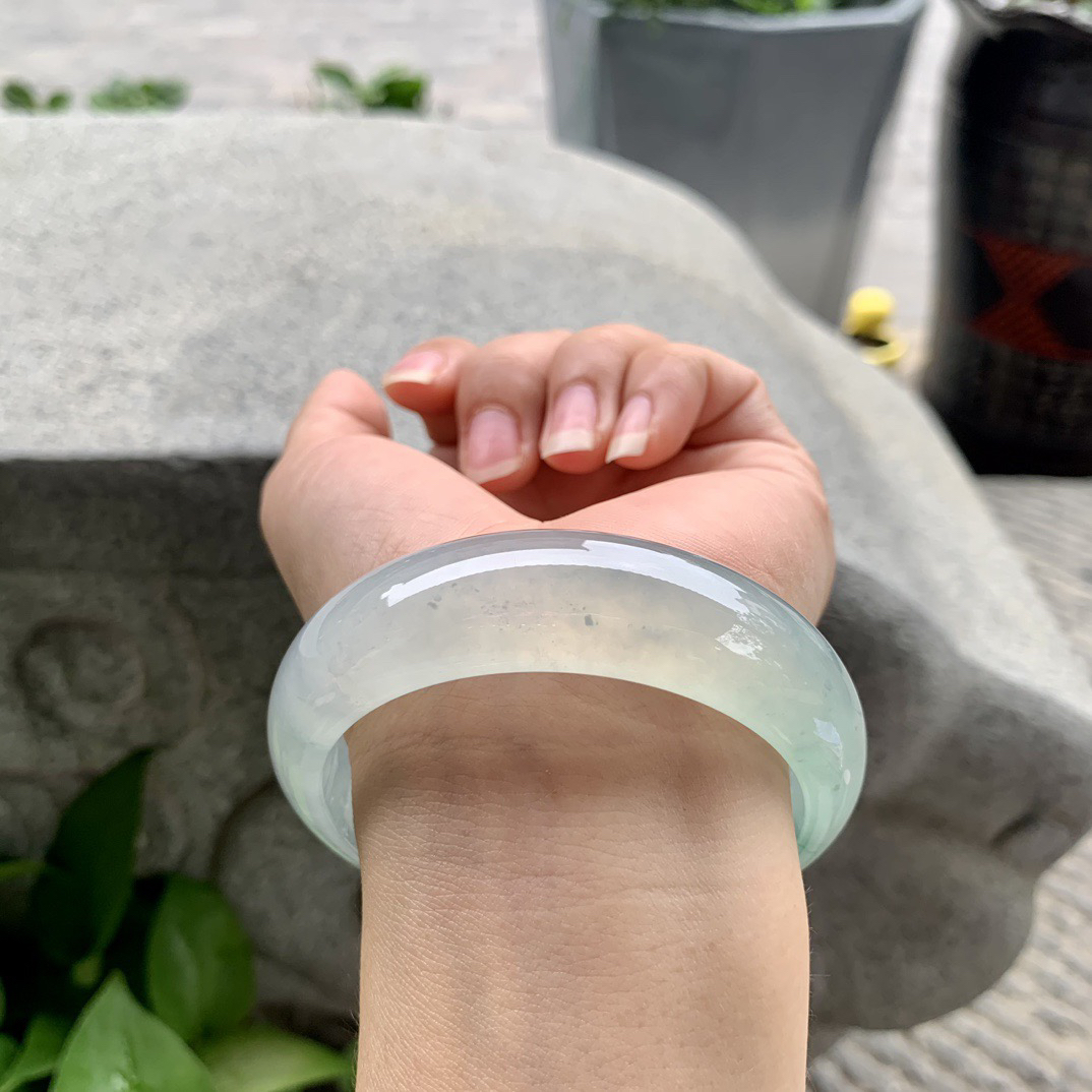 宽版大圈口58-17.6-8.6 【高冰飘花正圈手镯】正圈58 59可戴