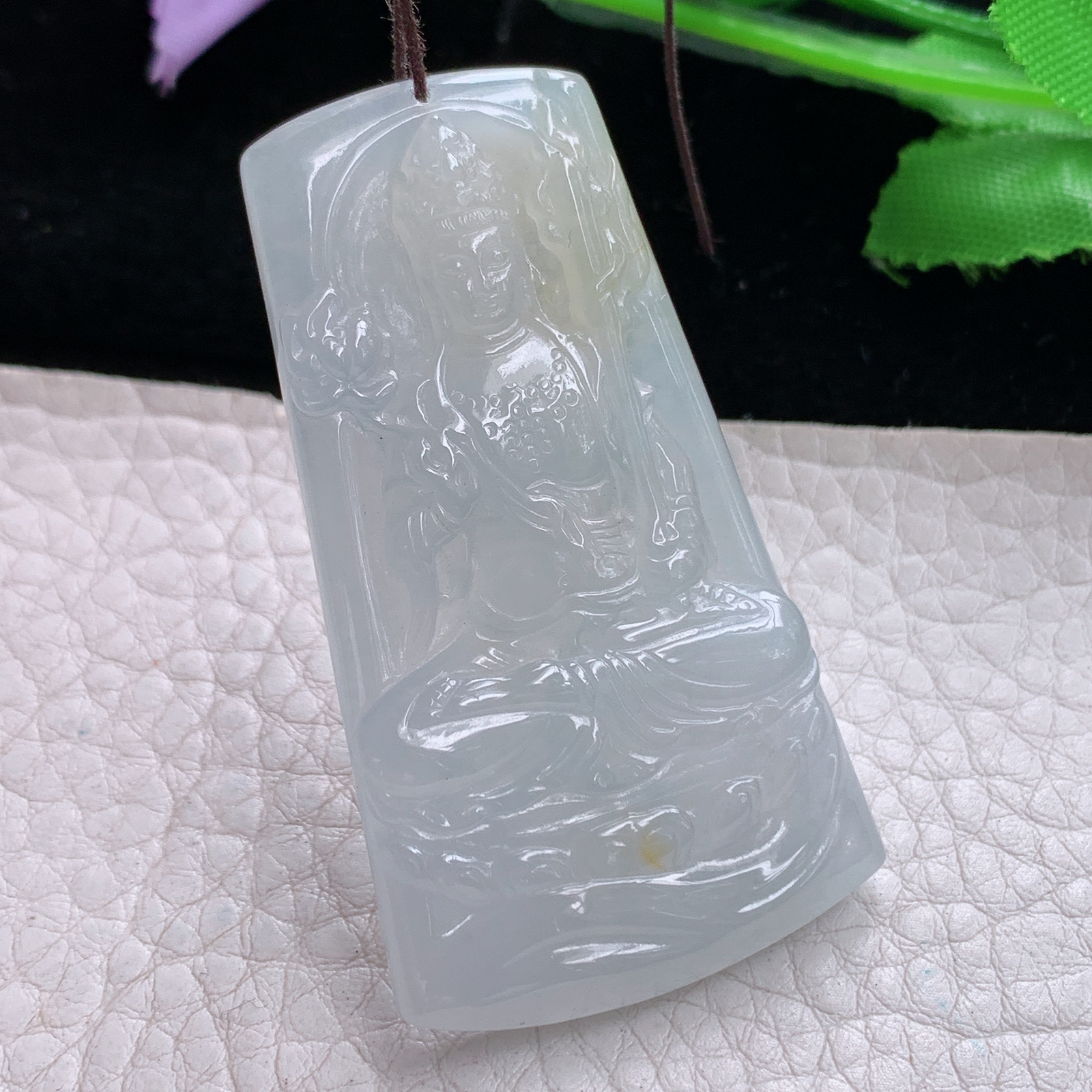 lz实拍53.8*30*5.2天然缅甸翡翠立体生肖守护神 虚空藏玉吊坠 玉挂件