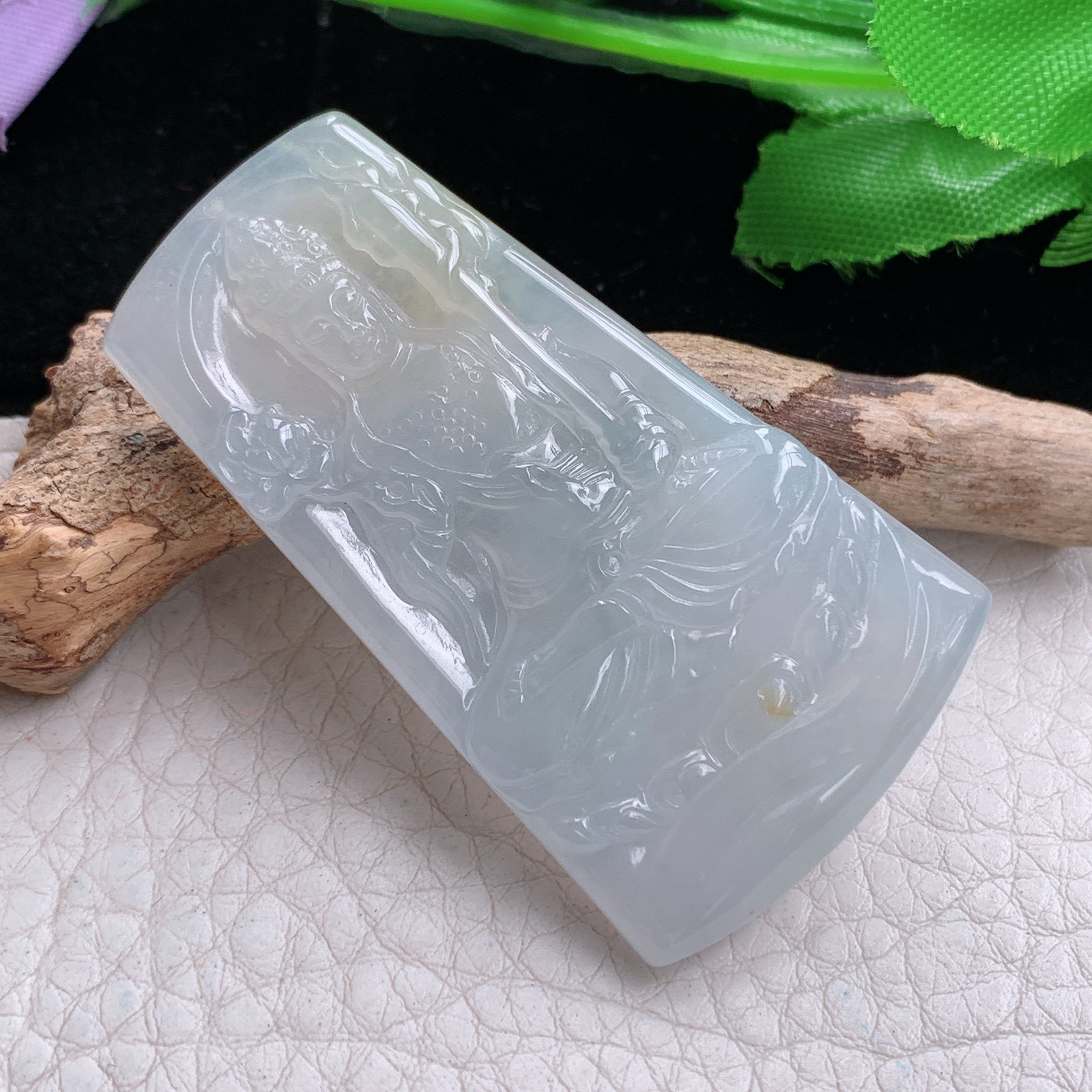 lz实拍53.8*30*5.2天然缅甸翡翠立体生肖守护神 虚空藏玉吊坠 玉挂件