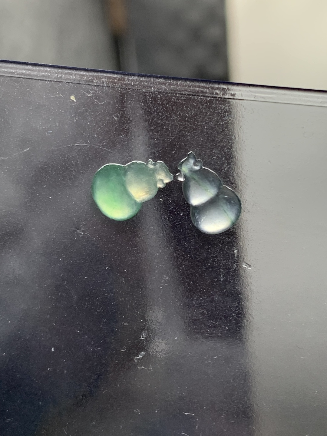 高冰冰绿葫芦一对，水润种老，0413 尺寸8.6*5.2*2.7/8.5*5.8*2.5