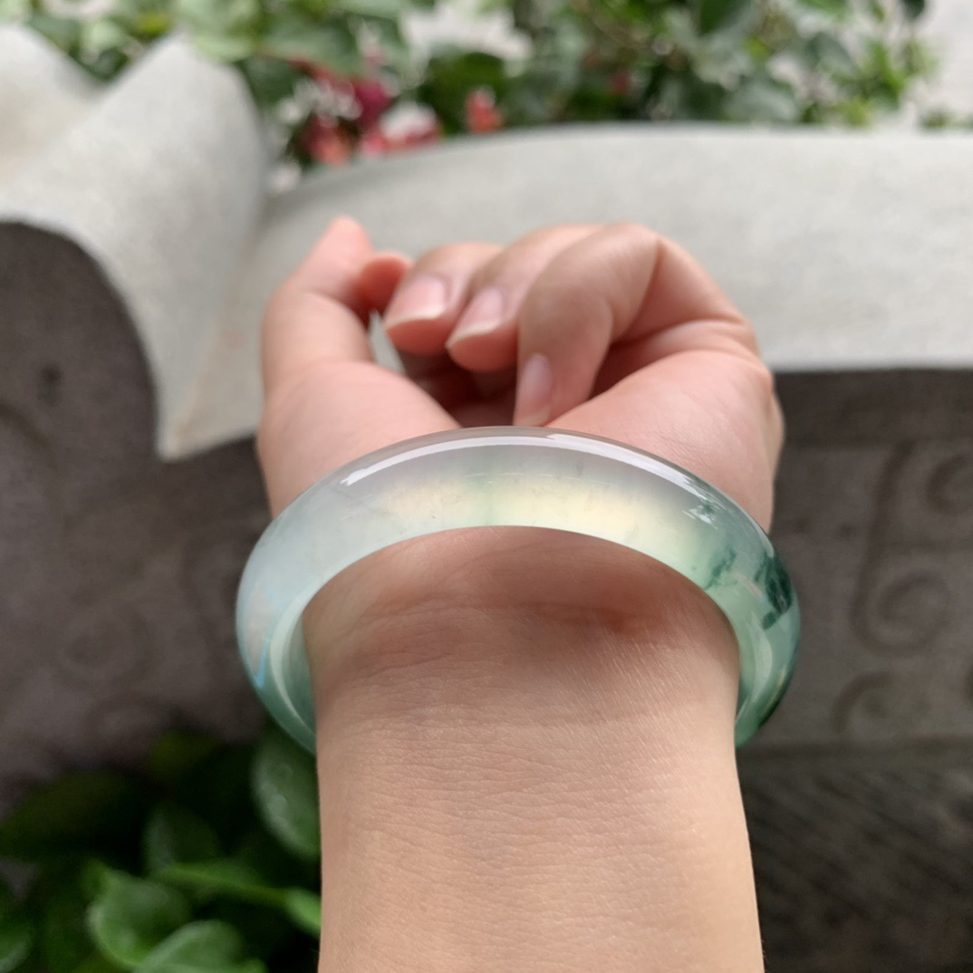 小圈口 51.8-11.5-6.9【高冰飘花正圈手镯】正圈51 52可戴