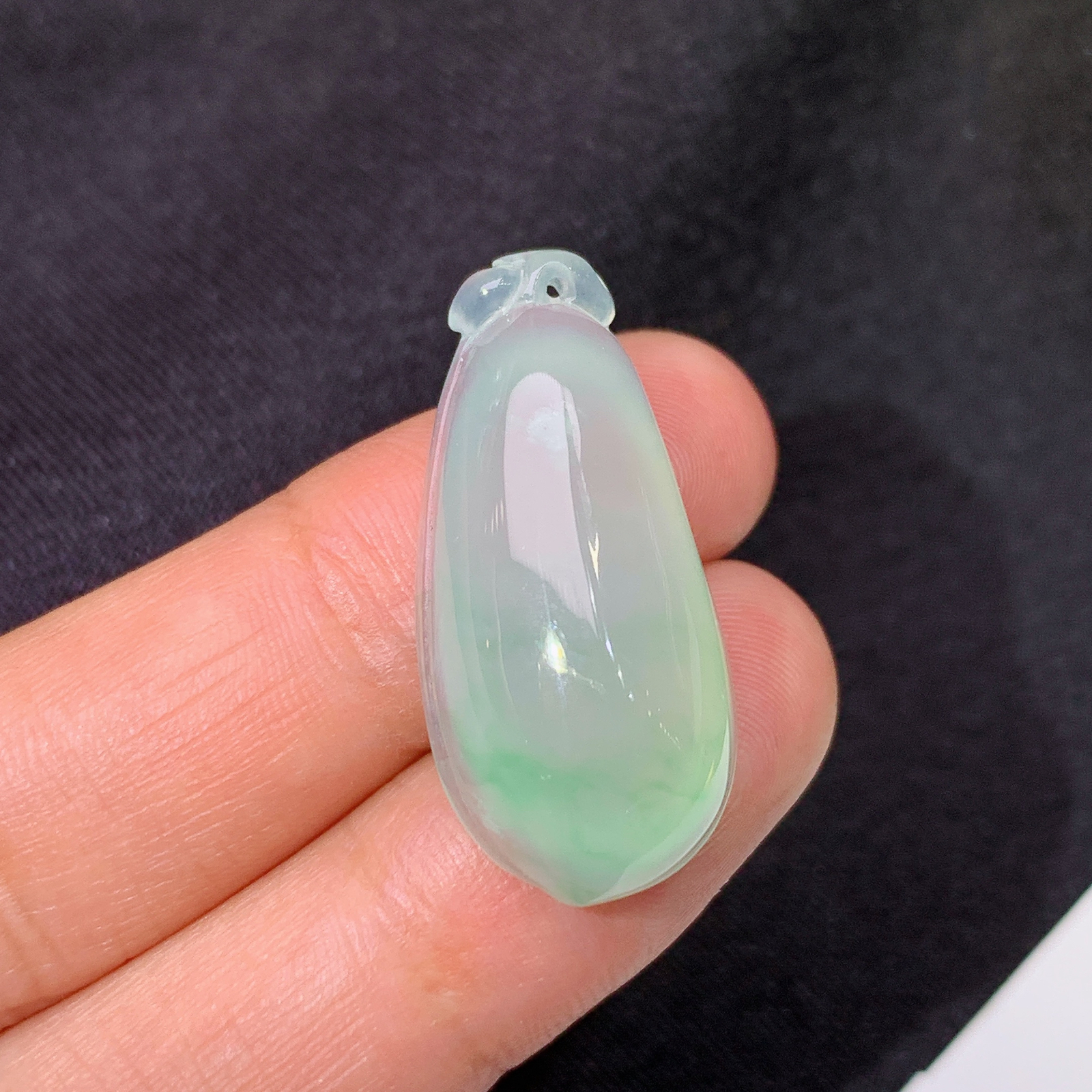 冰飘绿福瓜，镶嵌佳品，冰润细腻，种水足，Quq 尺寸28.6*13.5*8