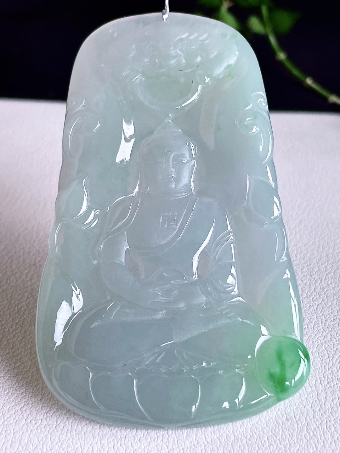 冰晴水大日如来佛牌吊坠，缅料，无裂，性比高