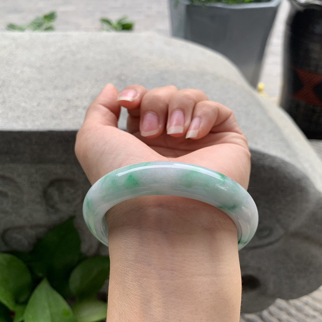 圈口56.6-12.5-9 【飘绿正圈手镯】正圈56 57可戴