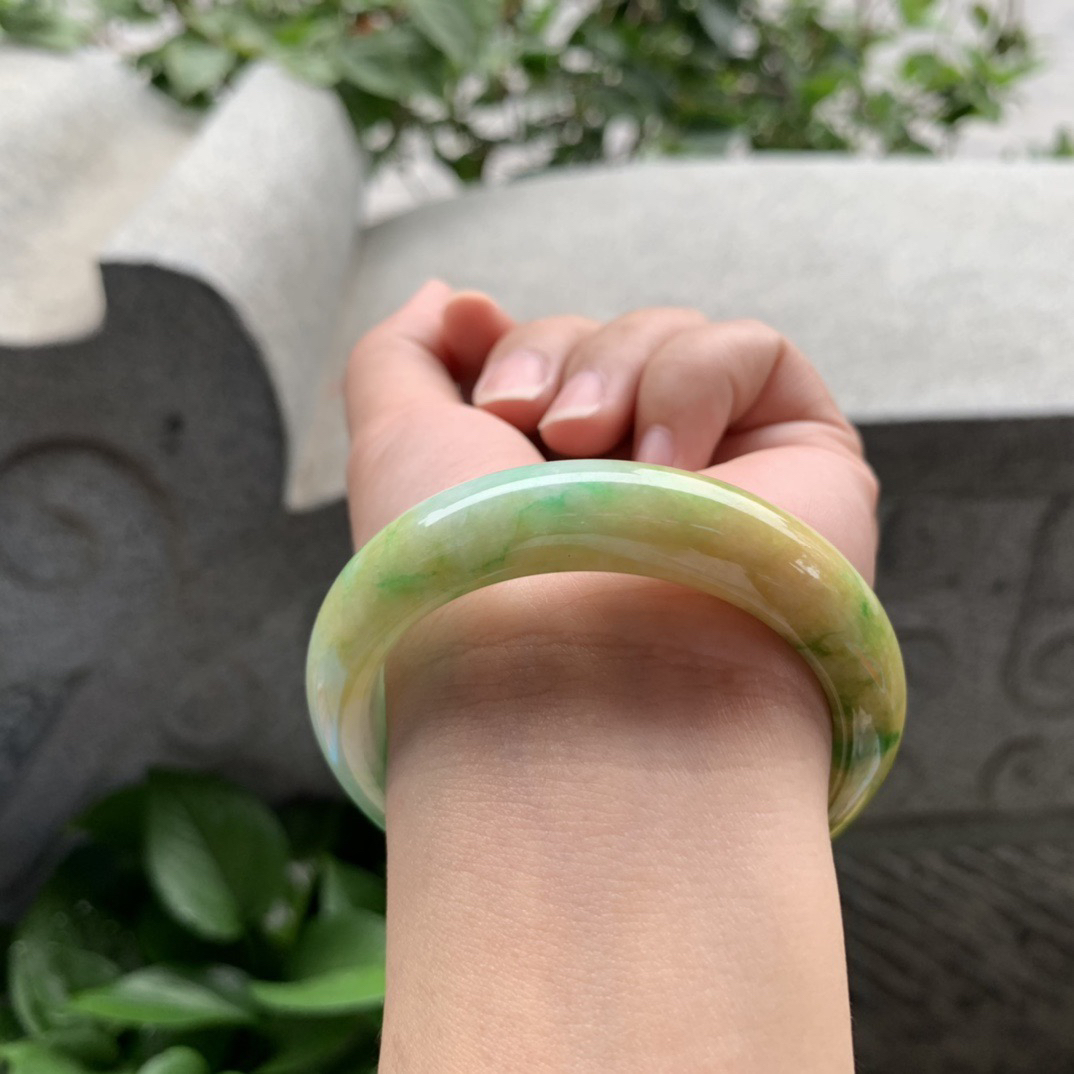 小圈口51.6-12.6-8 【黄加绿正圈手镯】正圈51 52可戴