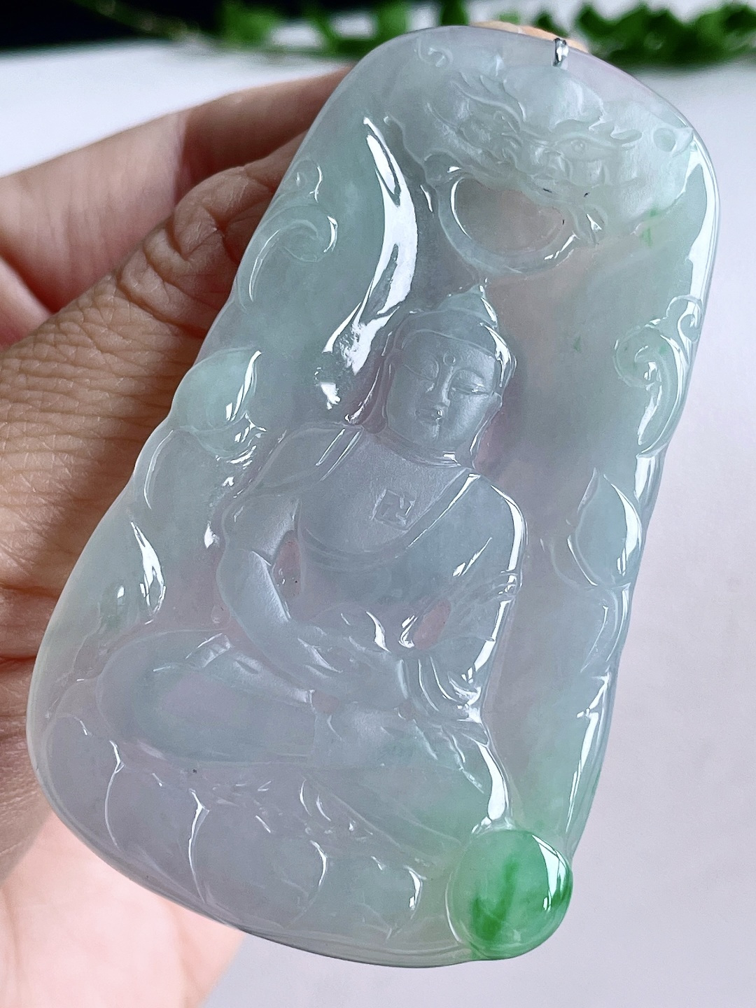 冰晴水大日如来佛牌吊坠，缅料，无裂，性比高