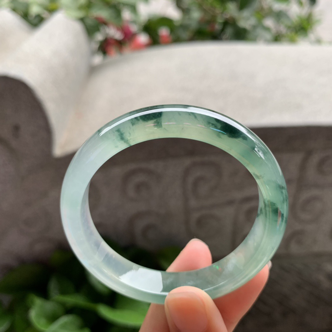 小圈口 51.8-11.5-6.9【高冰飘花正圈手镯】正圈51 52可戴