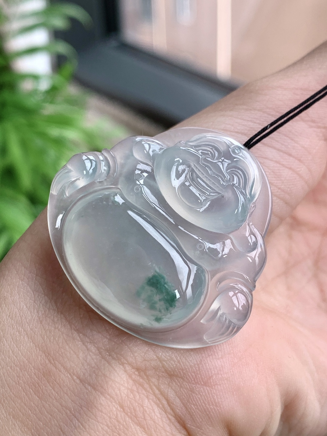 玻璃种佛公飘花佛公吊坠【说明】缅料 无裂 性比高 【尺寸】36-38.2-6.6 【重量】14.1克