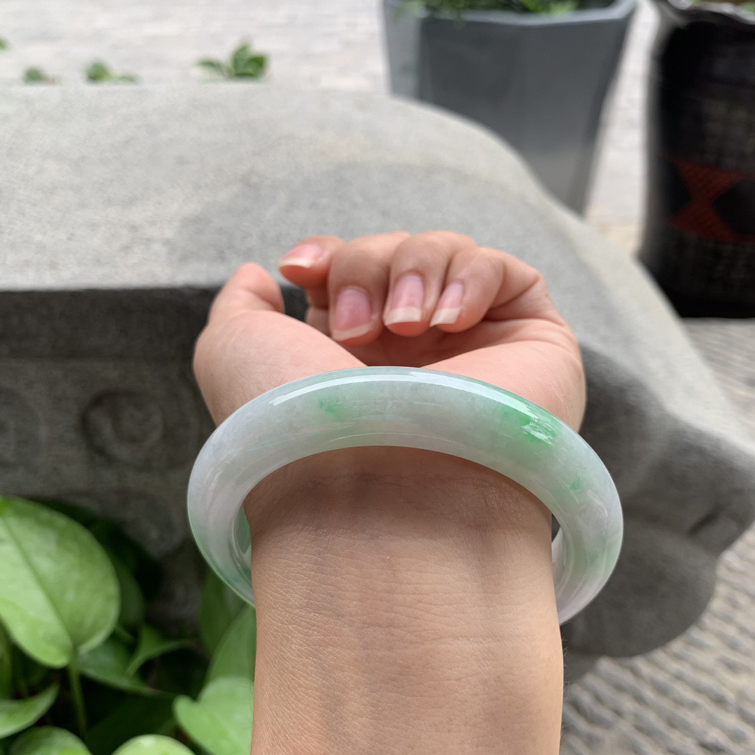 大圈口60.4-12.3-10 【飘绿正圈手镯】正圈60 61可戴
