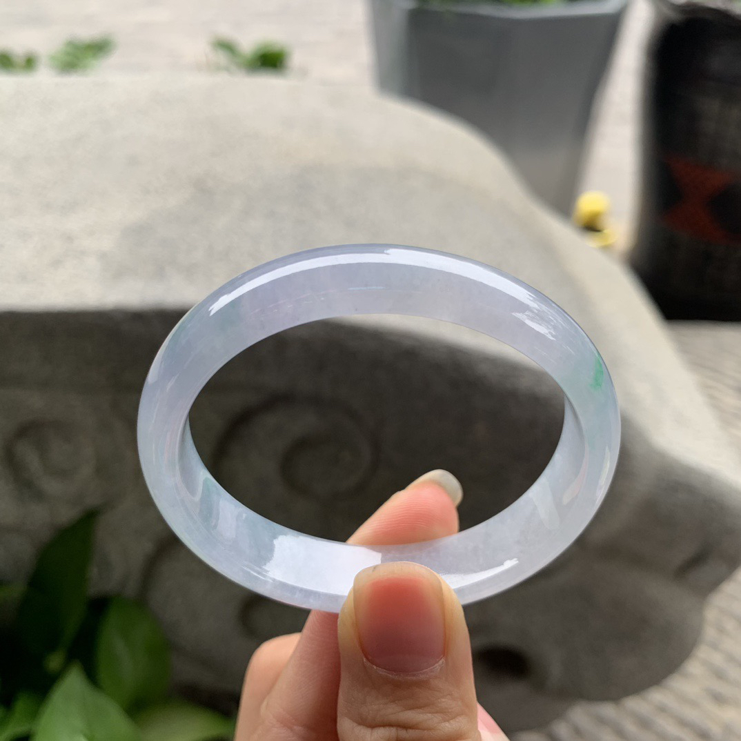 小圈口 52.8-46.3-12.3-6.1【冰紫飘绿贵妃手镯】贵妃52 53可戴